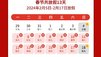 瑞龍呈祥，新年新禧丨靈科超聲波2024年春節(jié)放假通知
